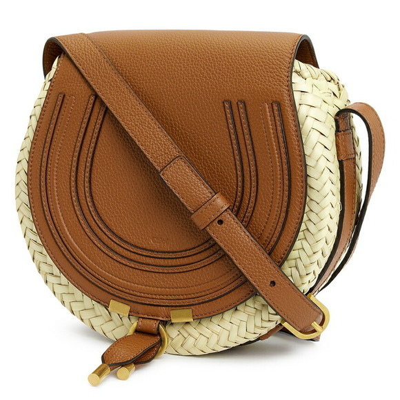 Chloe Marcie basket crossbody bag raffia Tan - Picture 2 of 9